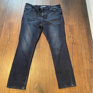 Men's Straight Stretch Jeans in Dark Blue Indigo 38x32